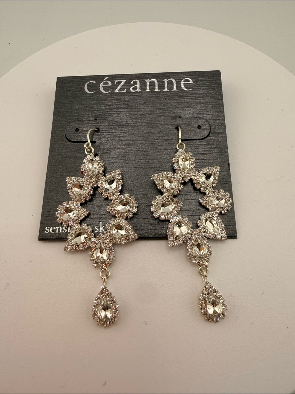 cézanne Silver Crystal Floral Drop Earrings - Silver - Picture 2 of 3
